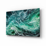 Green Waves Glass Wall Art.
