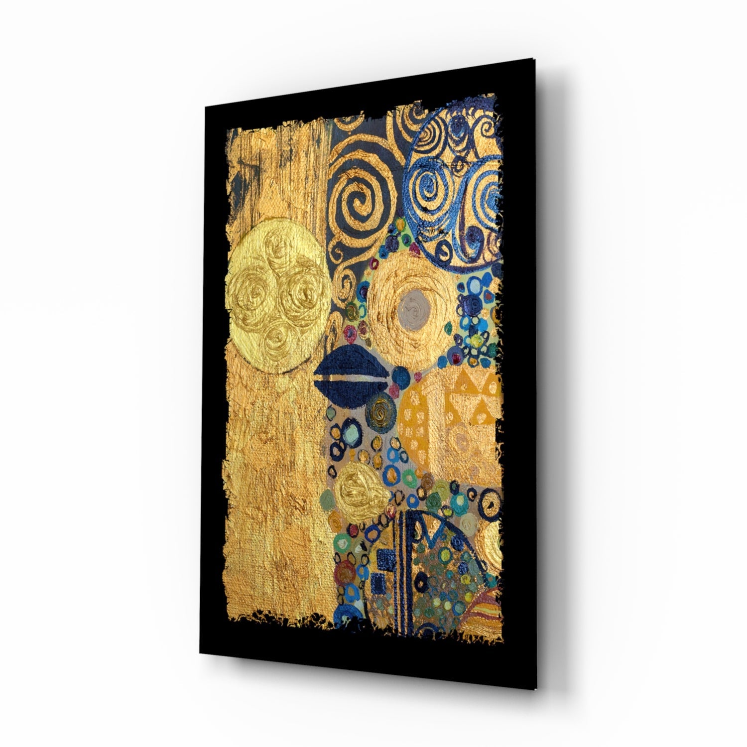 Gold Abstract Glass Wall Art.