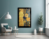 Gold Abstract Glass Wall Art.
