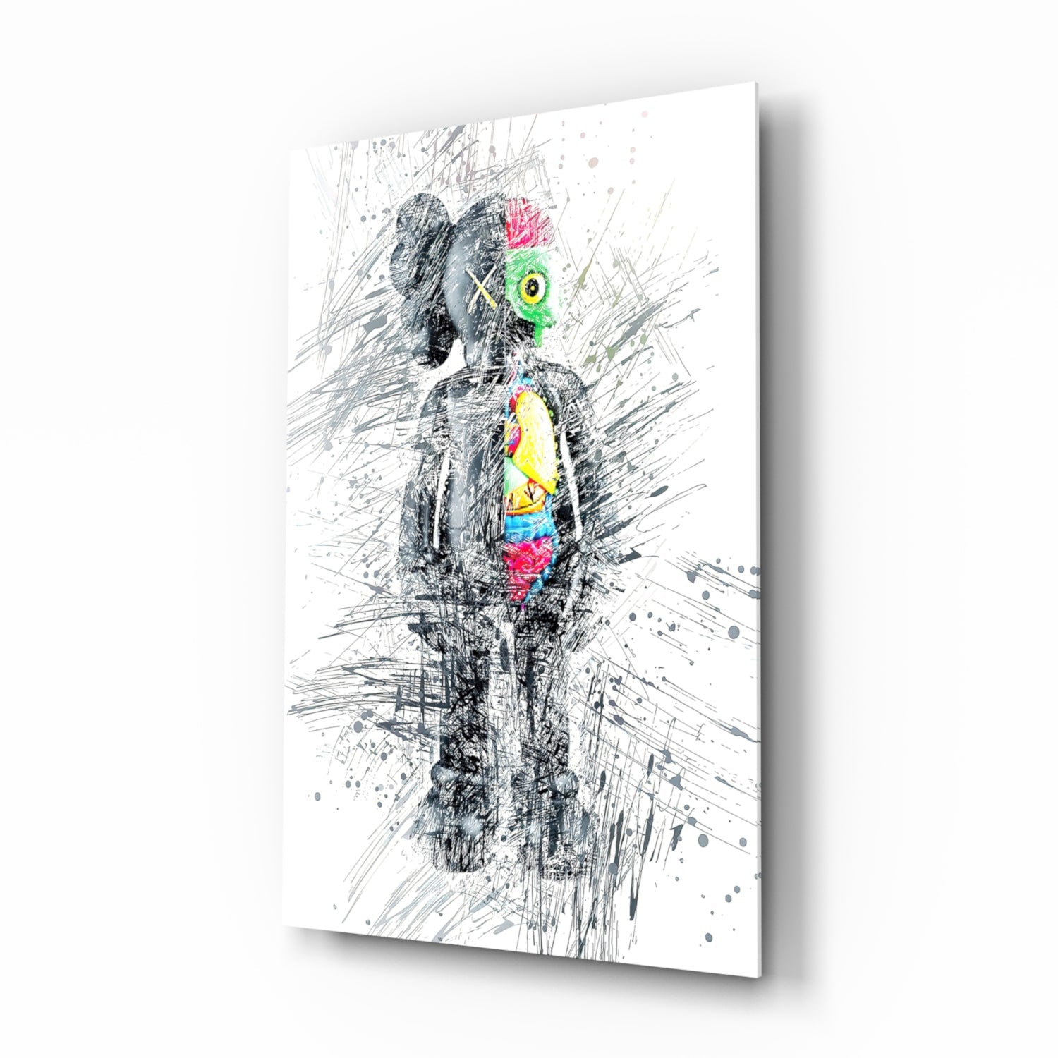 Abstract Robot Glass Wall Art.