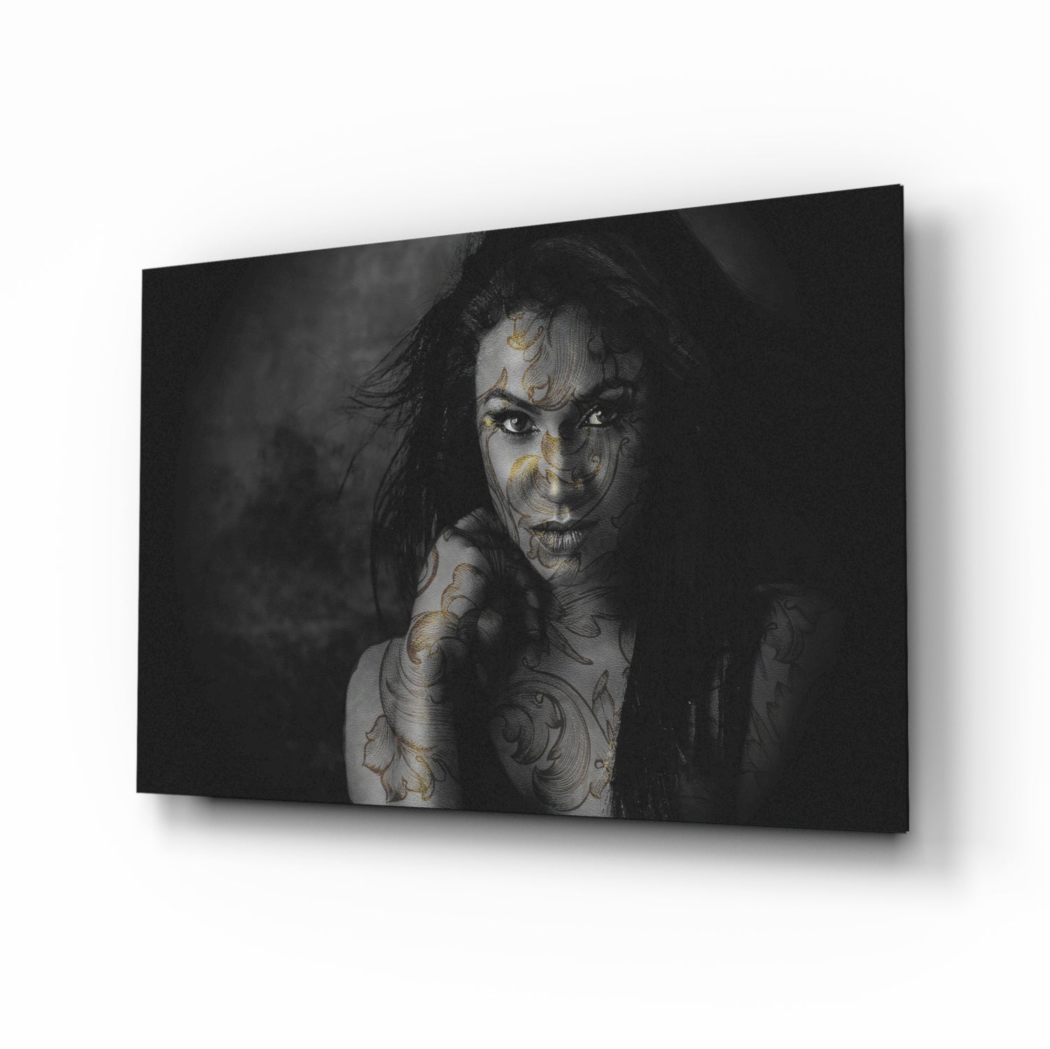 Tattooed Woman Glass Wall Art.