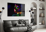 Neon Woman Glass Wall Art.