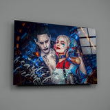 Harley Quinn and the Joker Glass Art.
