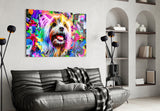 Happy Puppy Glass Wall Art.