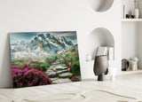 Footpath to Mountains Glass Wall Art.