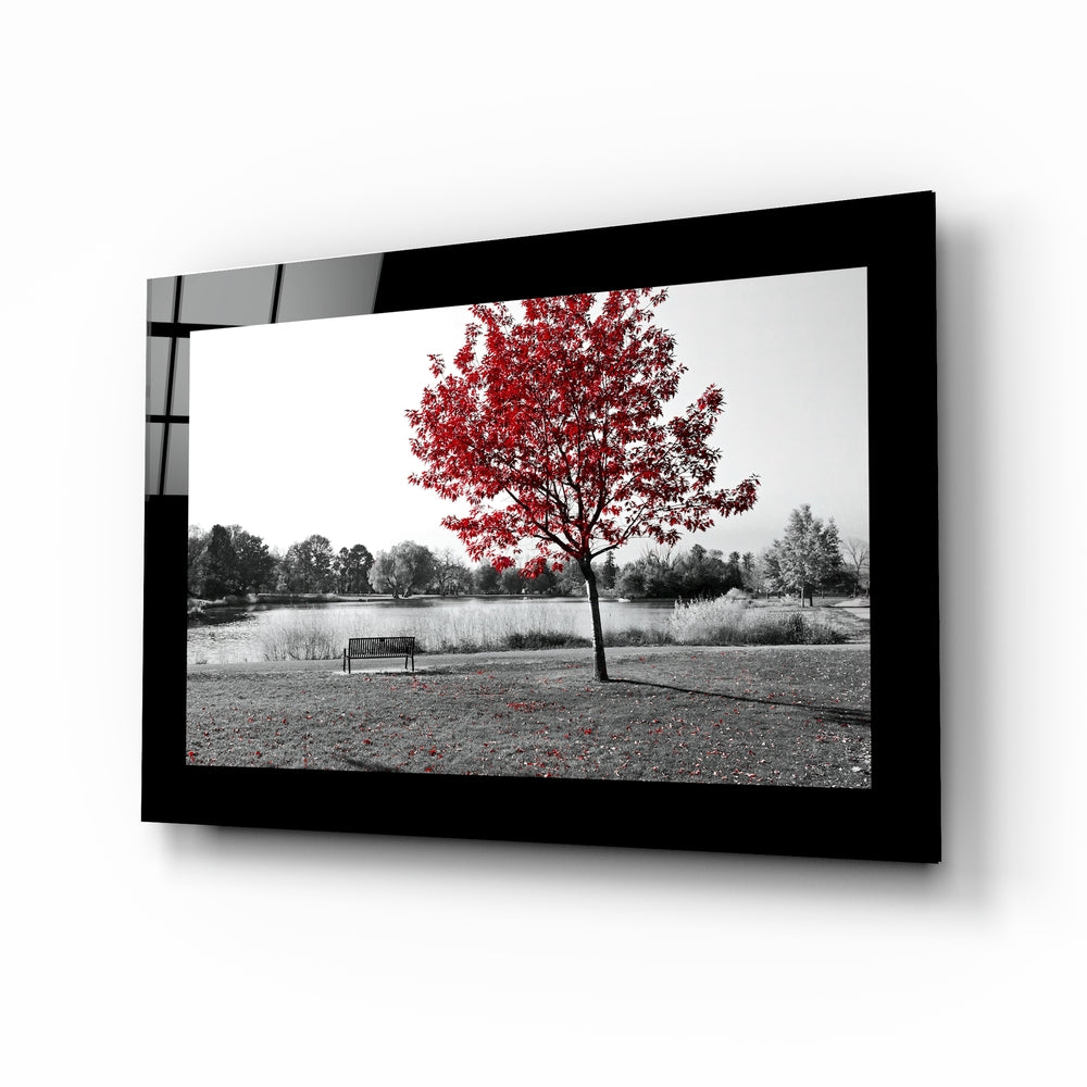 Red Tree Glass Wall Art.