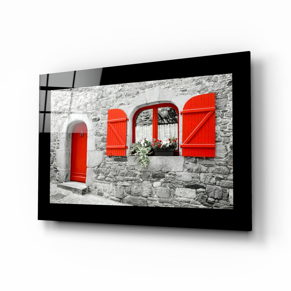 Red Entrance Glass Wall Art.