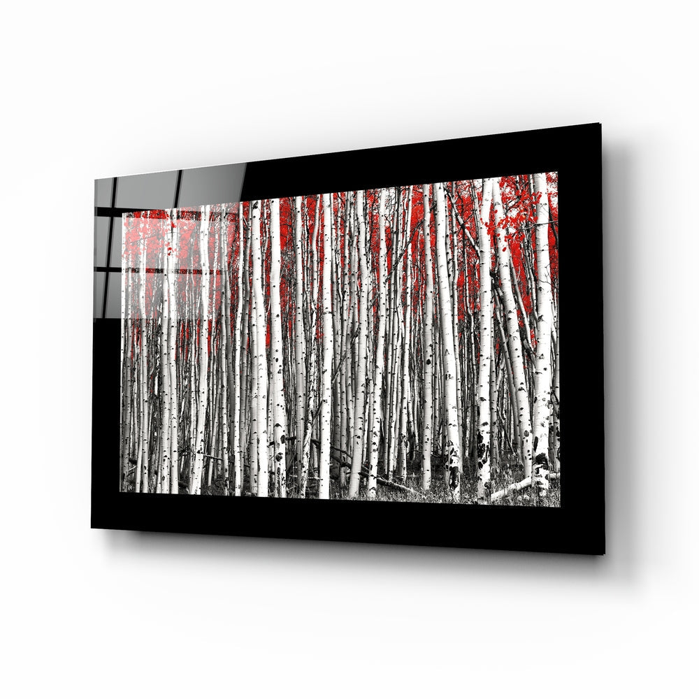 Red Forest Glass Wall Art.