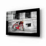 Red Bike Glass Wall Art.