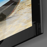 Boat on the Beach Glass Wall Art.