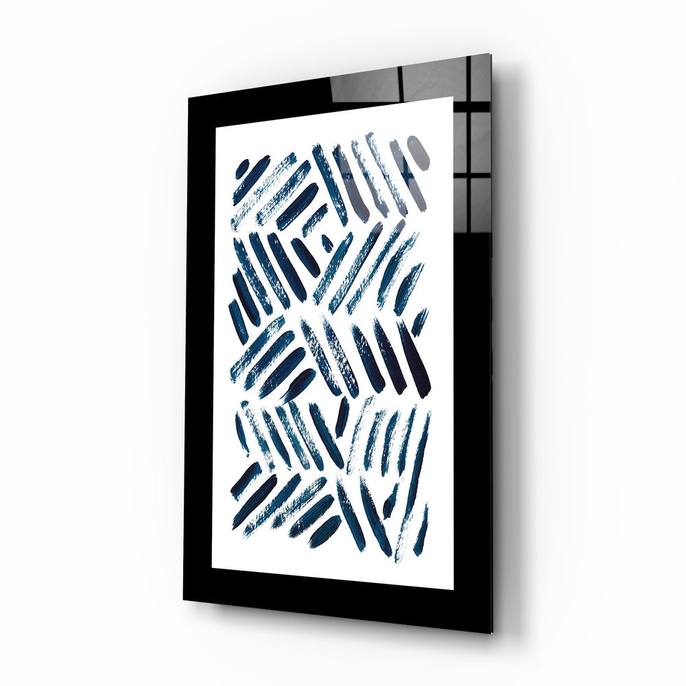 Blue Lines Glass Wall Art.