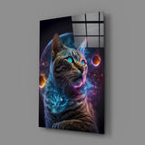 Moon Cat Glass Wall Art  || Designer Collection | Insigne Art Design.