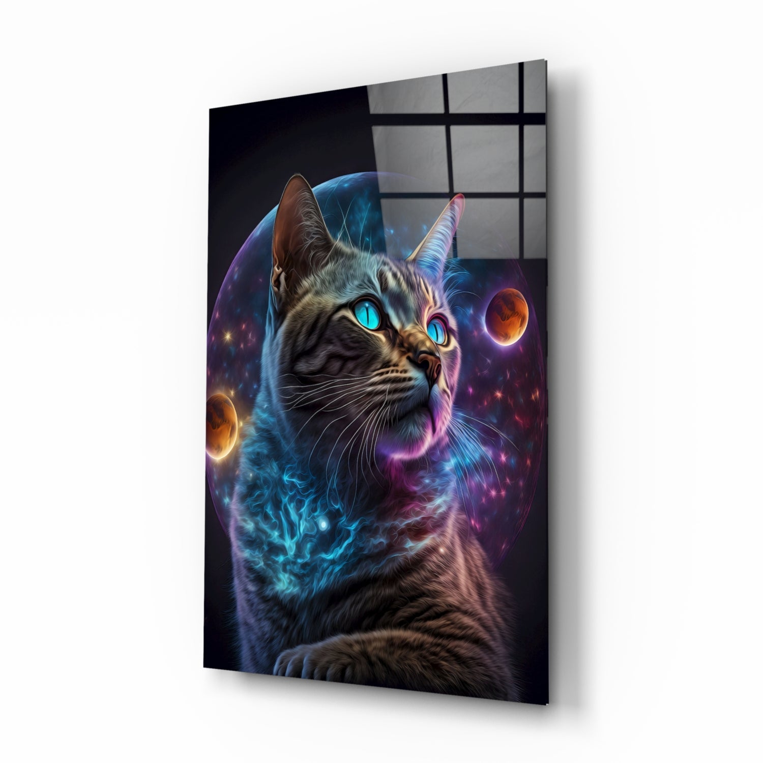Moon Cat Glass Wall Art  || Designer Collection | Insigne Art Design.
