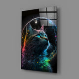 Moon Cat Glass Wall Art  || Designer Collection | Insigne Art Design.