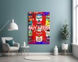 Andy Warhol and Cans Glass Wall Art || Designer Collection.
