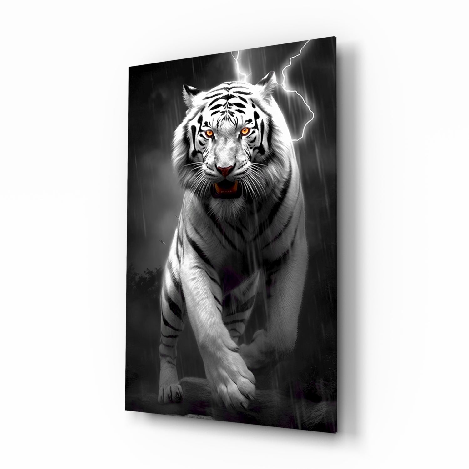 Tiger's Wrath Glass Wall Art || Designer Collection.