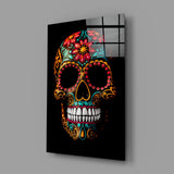 Flowery Skull Glass Wall Art || Designer Collection.