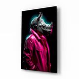 Rhino in Style Glass Wall Art || Designer Collection.