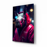 Rhino in Night Glass Wall Art || Designer Collection.