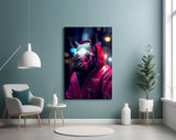 Rhino in Night Glass Wall Art || Designer Collection.
