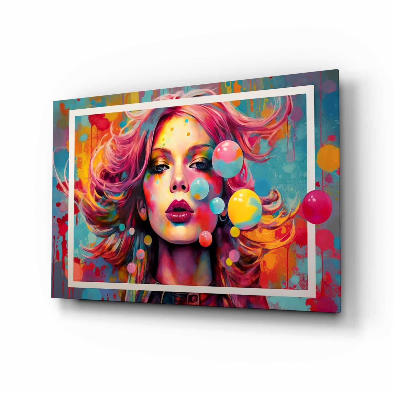 Bubbles and Kisses Glass Wall Art || Designer Collection.