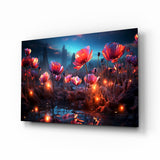 Magical Poppies Glass Wall Art || Designer Collection.