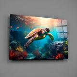 Sea Turtle Glass Wall Art || Designer Collection.