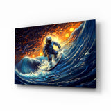 Surfing in Space Glass Wall Art || Designer Collection.