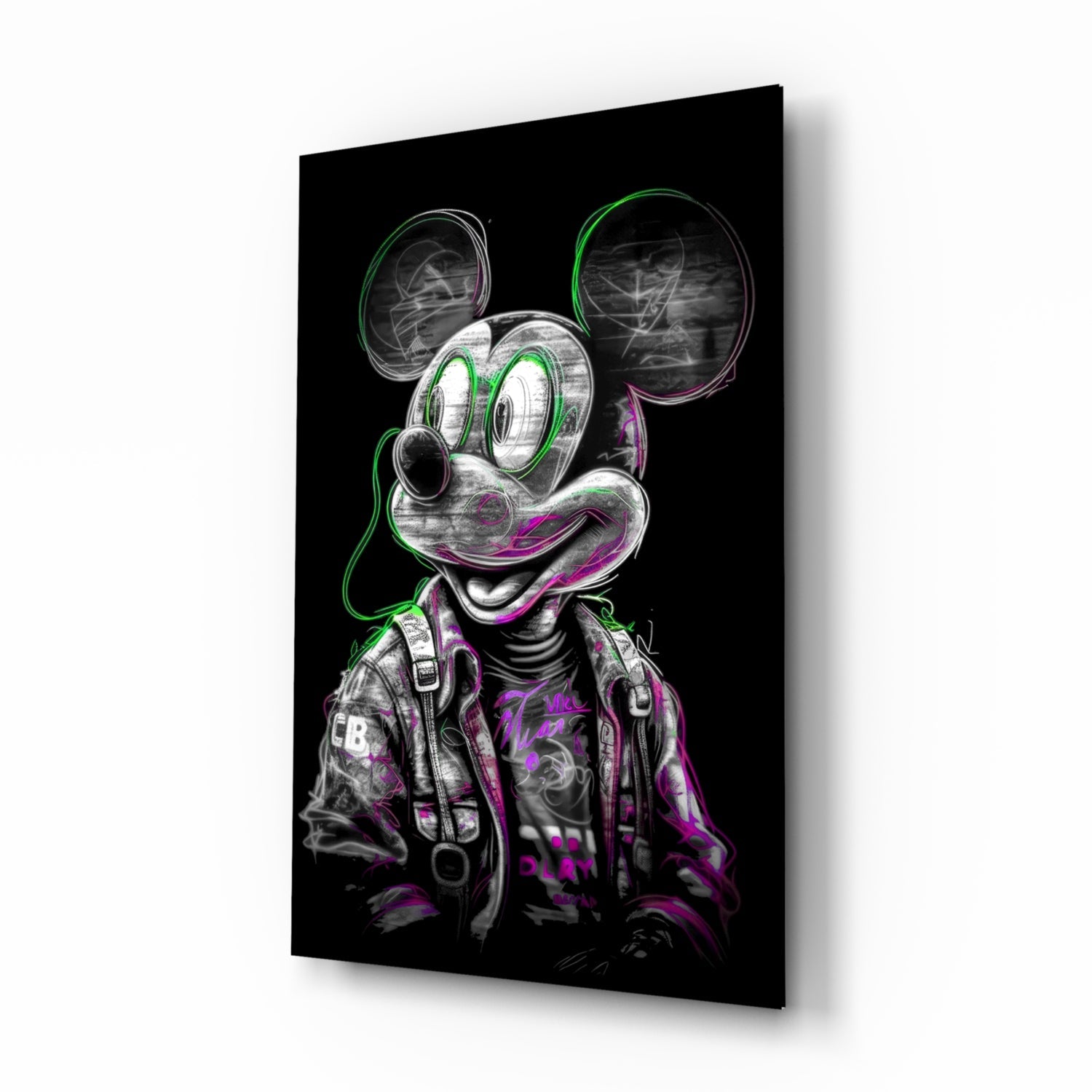 Neon Mouse Glass Wall Art || Designer Collection.