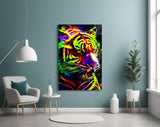 Neon Tiger Glass Wall Art|| Designer's Collection.