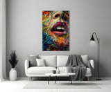 Lips and Flowers Glass Wall Art|| Designer's Collection.