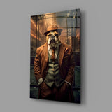 Bulldog in a Suit Glass Wall Art|| Designer's Collection.