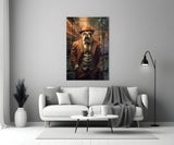 Bulldog in a Suit Glass Wall Art|| Designer's Collection.