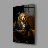 Gentleman - Bear Glass Wall Art|| Designer's Collection.