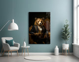 Gentleman - Bear Glass Wall Art|| Designer's Collection.