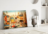 Paris' City Life Glass Wall Art|| Designer's Collection.