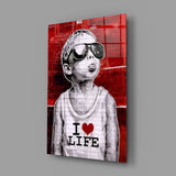 I Love Life Glass Wall Art || Designer Collection