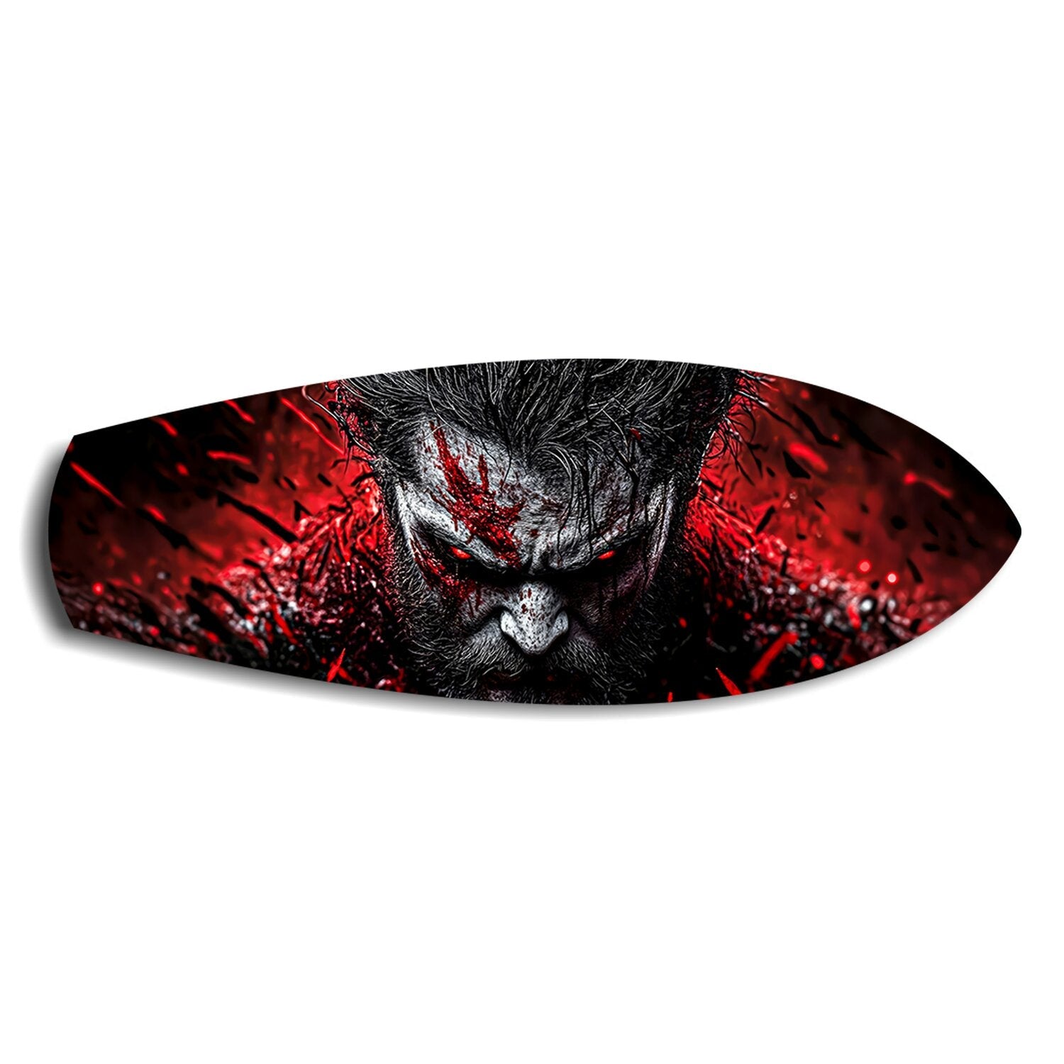 Brutal Warrior Bloody Portrait Glass Wall Art.