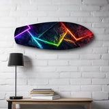Neon Rainbow Lines Stone Abstract Glass Wall Art.