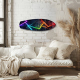 Neon Rainbow Lines Stone Abstract Glass Wall Art.