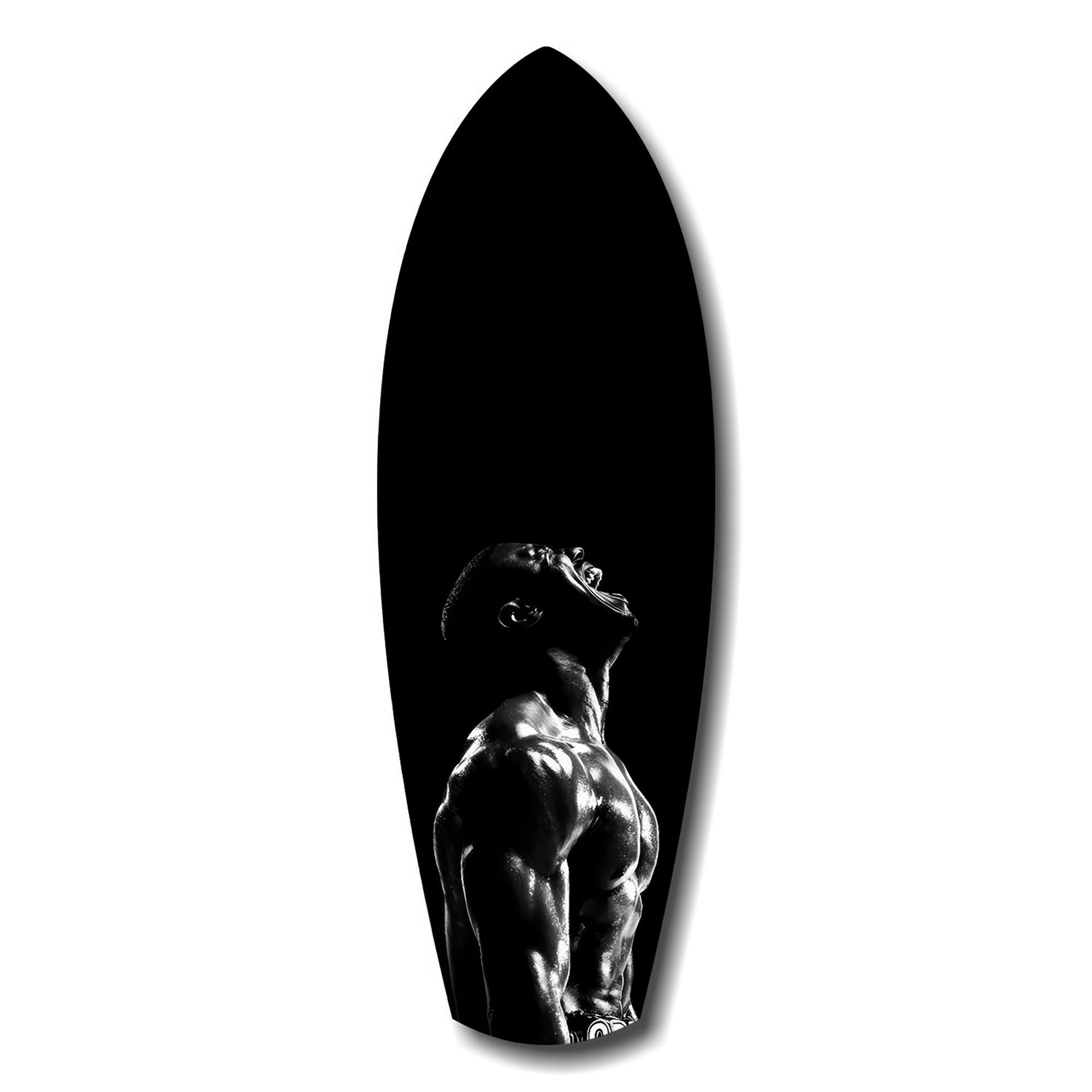 Bodybuilder Roar Triumph Black White Glass Wall Art.