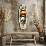 Retro Rides Rebel Skulls Glass Wall Art