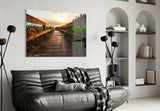 Sunset on the Beach Glass Wall Art.