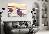 Dock in the Fog Glass Wall Art.