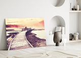 Dock in the Fog Glass Wall Art.