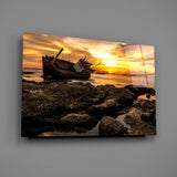 Ship Wreck Glass Wall Art.