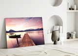Sunset on the Beach Glass Wall Art.