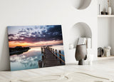 Sunset on the Beach Glass Wall Art.