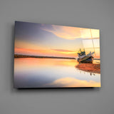 Ship On The Beach Glass Wall Art.