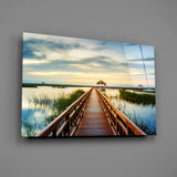 Long Dock on the Lake Glass Wall Art.